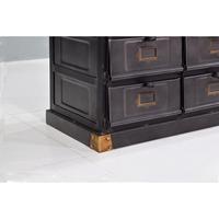 Meuble de rangement métallique multi-tiroirs fait main de style industriel antique, finition naturelle rétro, en fer, pour salon ou entrepôt