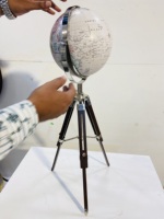Globe terrestre nautique coloré de 12 pouces avec support en bois tourné, design Art Déco, globe terrestre éducatif, cadeau