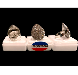 แหวนชุบเงินรูปหยดน้ำเก๋ไก๋พร้อมฝังเพชรแบบอเมริกันที่สวยงามเครื่องประดับหรูหราและทันสมัยสำหรับผู้หญิง - Product Image 1