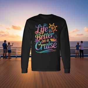 Maglietta a maniche lunghe coordinata per vacanze in famiglia in nave da crociera - La vita è migliore - Polo promozionale - Product Image 3
