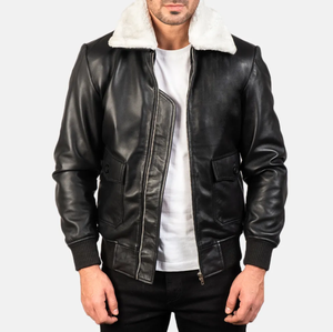 <b>Men's</b> Leather <b>Jackets</b> Genuine Top Quality Custom White Fur Collar Premium Material Custom Softshell Leather <b>jacket</b> for <b>men</b> - Product Image 3