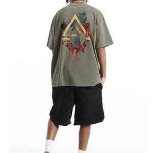 Camiseta de algodón de lavado vintage personalizada para hombre, ropa de calle digital a la moda, Camiseta de algodón 100% estampada - Product Image 1