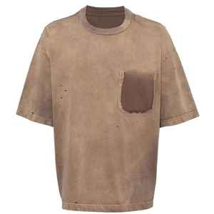 Camiseta de manga corta con lavado ácido para hombre, camiseta de hombre de peso pesado con logotipo personalizado OEM desgastado para hombre - Product Image 1