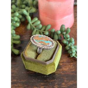 Bague en argent sterling turquoise faite à la main par des artisans navajo, taille 7.25 - Bijou géométrique bohème tendance - Product Image 3