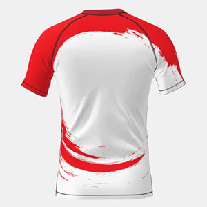 เสื้อรัดกล้ามเนื้อผู้ชายแบบสั่งทำพิเศษ ป้องกันรังสียูวี ผลิตจากผ้าสแปนเด็กซ์/ไนลอน สำหรับกีฬา MMA ฟิตเนส ยิม แห้งเร็ว ระบายอากาศได้ดี แขนสั้น - Product Image 4