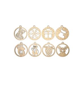 Ensemble d'ornements de Noël en bois découpés au laser pour le bricolage en gros décorations suspendues d'arbre de Noël pour la décoration et l'artisanat de vacances - Product Image 1