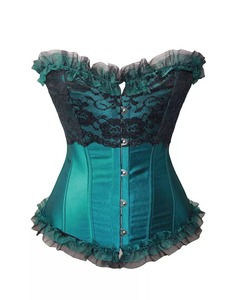 2025-2026 Fashion Solid Floral Lace Bow Corset Women's Overbust Bustier Strapless Red Corset Top for Christmas - Product Image 4