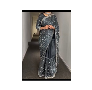 Nouveau lancement Zimichu broderie Saree gris Bollywood séquence travail Banglori soie Blouse haut grossiste inde conçu Bollywood - Product Image 1