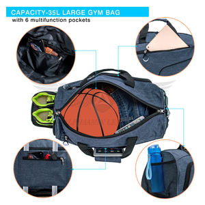 Sac de sport élégant avec compartiment à chaussures, résistant à l'eau, bandoulière rembourrée, organisateur d'accessoires de sport et de voyage - Product Image 3