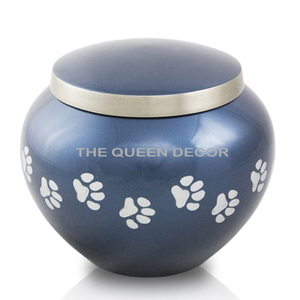 Hecho a mano Aluminio Metal Forma redonda Acabado azul Odyssey Urnas de cenizas Suministros funerarios Superventas - Product Image 6