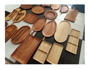 Assiette alimentaire en bois Plateau rond en bois Assiette de présentation en bois personnalisée/nourriture aux fruits servant des plats ronds de la vente en gros 99 données dorées - Product Image 5