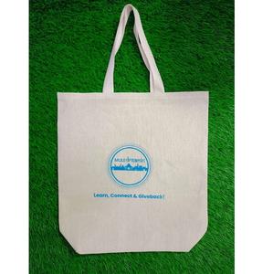 Bolso de mano de algodón de lona con logotipo personalizado, bolso de lona reutilizable ecológico con mango largo de color natural para compras de comestibles - Product Image 1