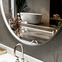 Promotion Usine : Miroir de Salle de Bain LED Rond à Cadre en Aluminium, Rétroéclairé, 3 Couleurs Dimmables, Interrupteur Tactile, Câblage Prêt à l'emploi, Expédition Immédiate, 60-80cm
