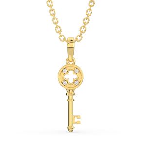 Collier pendentif personnalisé de haute qualité en or jaune 10 carats en forme de clé CZ Zircon cadeau vintage taille brillant pour les femmes bijoux Calista - Product Image 2