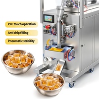 Machine de remplissage et d'emballage verticale pour sachets de jus et sauces, 3-200 ml, pour smoothies et liquides épais, avec contrôle PLC et scellage automatique