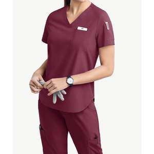 Ensembles de gommage durables et personnalisés pour femmes coutures renforcées extensibles col en V taille élastique pantalon clinique hôpital vente en gros ensembles de gommage en vrac - Product Image 6