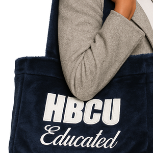 Hbcu กระเป๋าทรงสี่เหลี่ยมมีขนสีฟ้าเข้มมีการศึกษากระเป๋าผ้ากำมะหยี่กำมะหยี่กำมะหยี่กำมะหยี่ปักลายกลุ่มสโมสรกรีกของขวัญที่กำหนดเองได้สำหรับเก้า - Product Image 5