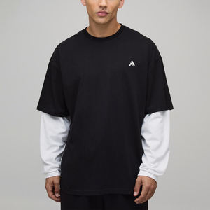 T-shirt pour homme à manches longues, coupe ample, couleur unie, 100% coton respirant, 200g, logo personnalisé OEM, pour un usage décontracté par Antique Fashion - Product Image 1