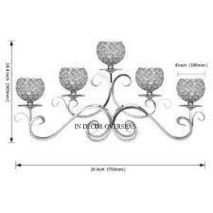 Excellente qualité aluminium coulé argent brillant poli Base support 5 bras cristal perlé bougeoir et votive de l'Inde - Product Image 1