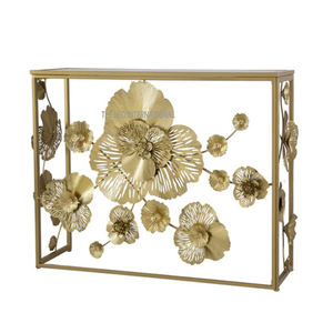 Nueva mesa de consola de Metal Premium hecha a mano con decoración decorativa plateada en oro Rectangular tradicional para el hogar - Product Image 6