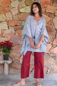 Verano algodón Kaftan Top pijama Boho moda Casual Wear vacaciones playa impreso 2 piezas conjunto tejido hasta el suelo patrón Natural - Product Image 5