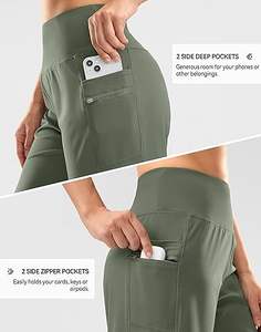 <b>Women's</b> High-Waisted 9'' Knee Length Athletic Workout <b>Shorts</b> with Zipper Pockets Breathable Running Jogging Gym <b>Bermuda</b> <b>Shorts</b> - Product Image 4