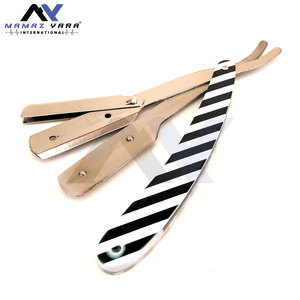 Navaja de Afeitar Profesional Negra y Blanca con Bloqueo Oscilante para Barbería, Clásica, para Barba, Salón, OEM - Product Image 1