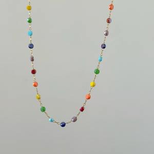 สร้อยคอลูกปัดกลมหลากสีสำหรับผู้หญิงทำจากสแตนเลสน้ำหนักเบาดีไซน์ฤดูร้อนเครื่องประดับสายรุ้งน่ารักสำหรับงานเลี้ยง - Product Image 3