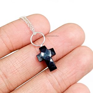 Top Quality 925 Sterling Silver Black Onyx Stone <b>Cross</b> Shape Pendant with Handcrafted <b>Jewelry</b> for Gift Daily Use Fashion Wear - Product Image 1