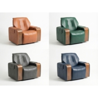 Fauteuil Bergère de Luxe 2026 en Similicuir avec Cadre en Hêtre et Panneaux en Bois Massif – Style Moderne pour Maison, Bureau, Salon, Hôtel, Salle à Manger