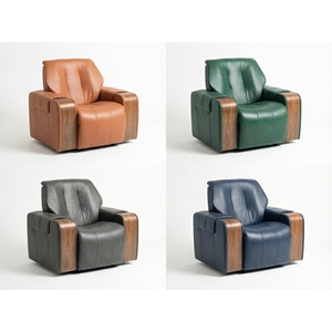 Sillón de Lujo Baron 2026 en Cuero Sintético con Panel de Madera Sólida, Estilo Bergere Moderno para Venta al Por Mayor - Product Image 4