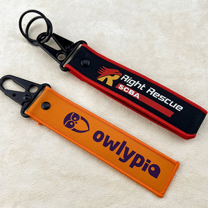 Nhà Máy Tùy Chỉnh Keychain Carabiner Dệt Máy Bay Phản Lực Tag Vải Thêu Thương Hiệu Tùy Chỉnh Khuyến Mại Quà Tặng Tùy Chỉnh Key Tag - Product Image 3