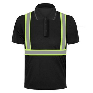 Men's Construction OEM Reflective Tape 100% Cotton Short Sleeve <b>Polo</b> T Shirts For Work Wear - Product Image 4