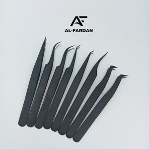 Pinzas para Extensión de Pestañas de Acero Inoxidable con Punta de Fibra, Color Negro Mate, con Logotipo Personalizado, Más Vendidas - Product Image 4