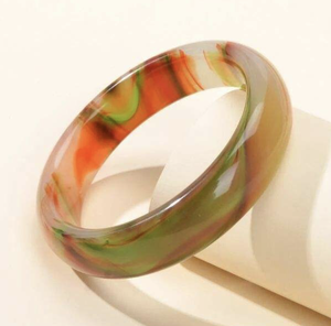 Trendy Design Epoxy Resin Bangle Bracelet Unique Unisex Jewelry Handmade Cuff for Multi Color <b>Hexagon</b> Shape Wedding Anniversary - Product Image 1