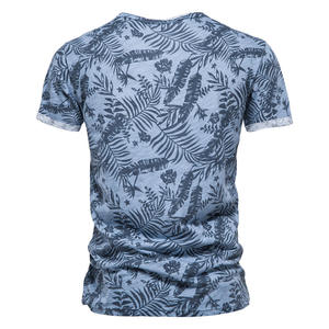 T-shirts pour hommes personnalisés en gros motif de feuilles graphique impression personnalisée chemise de sport surdimensionnée à manches courtes - Product Image 2