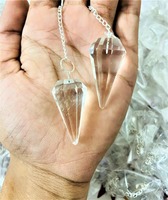 Péndulo de Cuarzo Cristalino Natural Facetado de Alta Calidad, Gema Curativa, Cono Transparente, Energía Espiritual, Sanación, Adivinación, Hecho a Mano