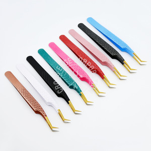 Custom Fiber Tip Volume Lash Tweezers Nano Grip 45 Degree Russian Volume Eyelash Extension Tweezers Professional Use - Product Image 1