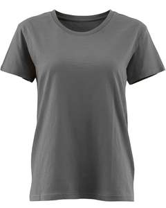 Camiseta de algodón gris liso para mujer, con cuello redondo de manga corta Camiseta clásica, Camiseta básica informal transpirable suave, logotipo personalizado OEM - Product Image 1