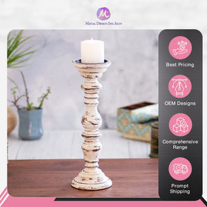 Nueva llegada de soporte de madera de mango antiguo de diseño de lujo moderno marfil y marrón-portavelas de Pilar artístico para decoración del hogar - Product Image 4