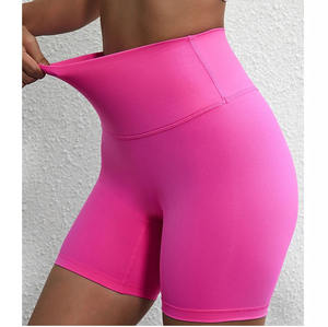 Shorts de cycliste taille haute en polyester et élasthanne, motif imprimé par transfert thermique, séchage rapide, respirant, longueur courte, pour l'entraînement - Product Image 5