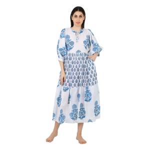 Robe longue en pur coton style bohème chic, taille élastique, douce, respirante, vêtement durable, cadeau idéal pour elle, taille XS - Product Image 1