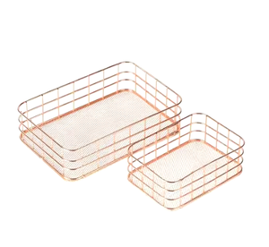 Design nordique Premium comptoir aliments panier affichage doré fini ensemble de 2 paniers de rangement décoratifs tendance fournitures en vrac - Product Image 1