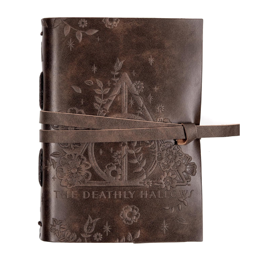 Harry P the Deathly Hallows Leather Wrapped Journal trending 5x7 Vegan hardcover Embossed diary 240 Unlined Page with strap lock