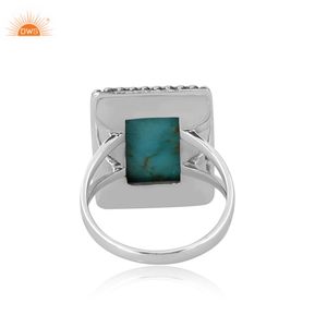 แหวนพลอยเทอร์ควอยส์คิงแมนจากธรรมชาติสีเงินสเตอร์ลิง925ที่ดูน่าตื่นตาตื่นใจสำหรับงานปาร์ตี้เครื่องประดับในโอกาสต่างๆ - Product Image 3