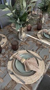 Mystical Chic Elegant <b>Tablecloth</b> Indian Palms Theme Table Linen Unique Dining & Kitchen Decor Handmade in Colombia - Product Image 2