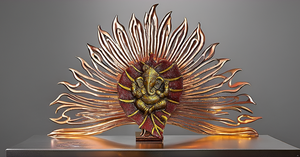 Modern Style Hand-Carved Ganesha Sculpture <b>Leaf</b>-Design Aluminium <b>Wall</b> Hanging for Home or Office <b>Decorative</b> Purpose - Product Image 6