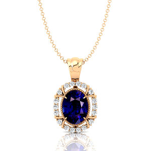 Bijoux faits à la main 18k Solid Gold Dainty Charm Pendentif Collier avec Lab Grown Blue Sapphire Gemstone & Real Diamonds - Product Image 4