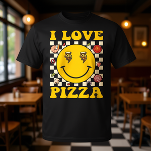 T-shirt I Love Pizza au design rétro et original, unisexe, col rond, manches courtes, impression sérigraphique - Product Image 3