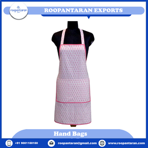 Delantal de cocina indio con estampado de bloques de lino transpirable 100%, 20 láminas de algodón, 83 Cms, sin mangas, a la venta - Product Image 6